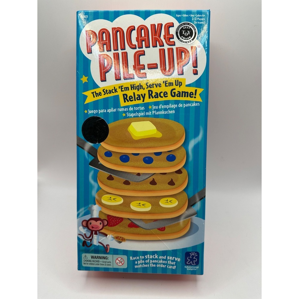 Educational Insights Pancake Pile-Up Relay Race Game COMPLETE Ages 4+ 2-12 Plyrs